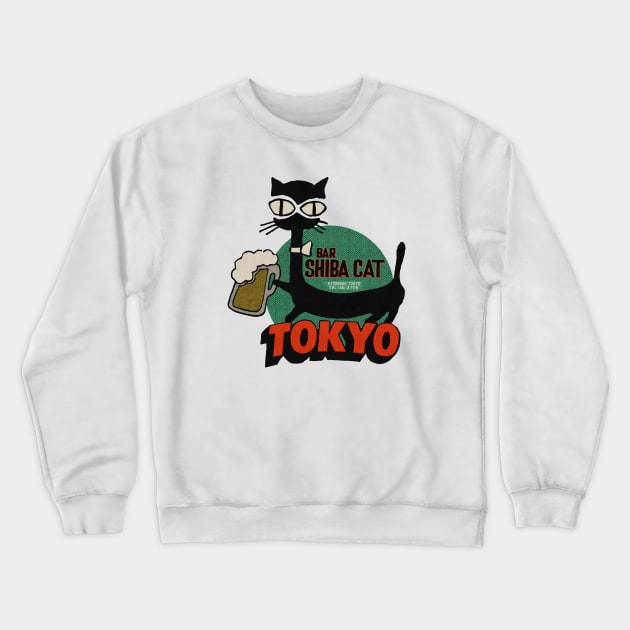 Vintage Shiba Cat Bar Tokyo Crewneck Sweatshirt by Kujo Vintage